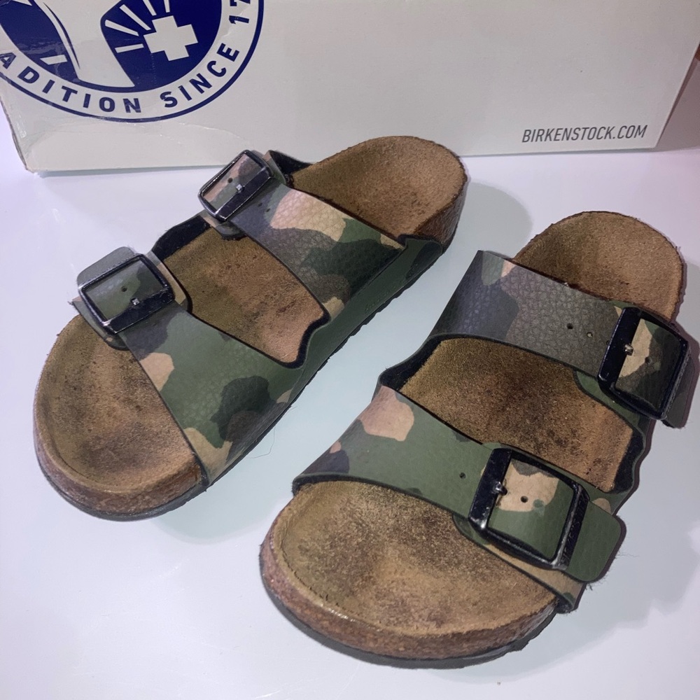 Birkenstock Kids Green Camouflage Arizona Sandals, Size 31 (US13)